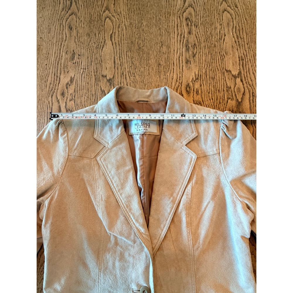 VTG Wilsons Leather Suede Lined Blazer M Camel Tan Puff‎ Sleeve Cowgirl Western - Picture 5 of 12